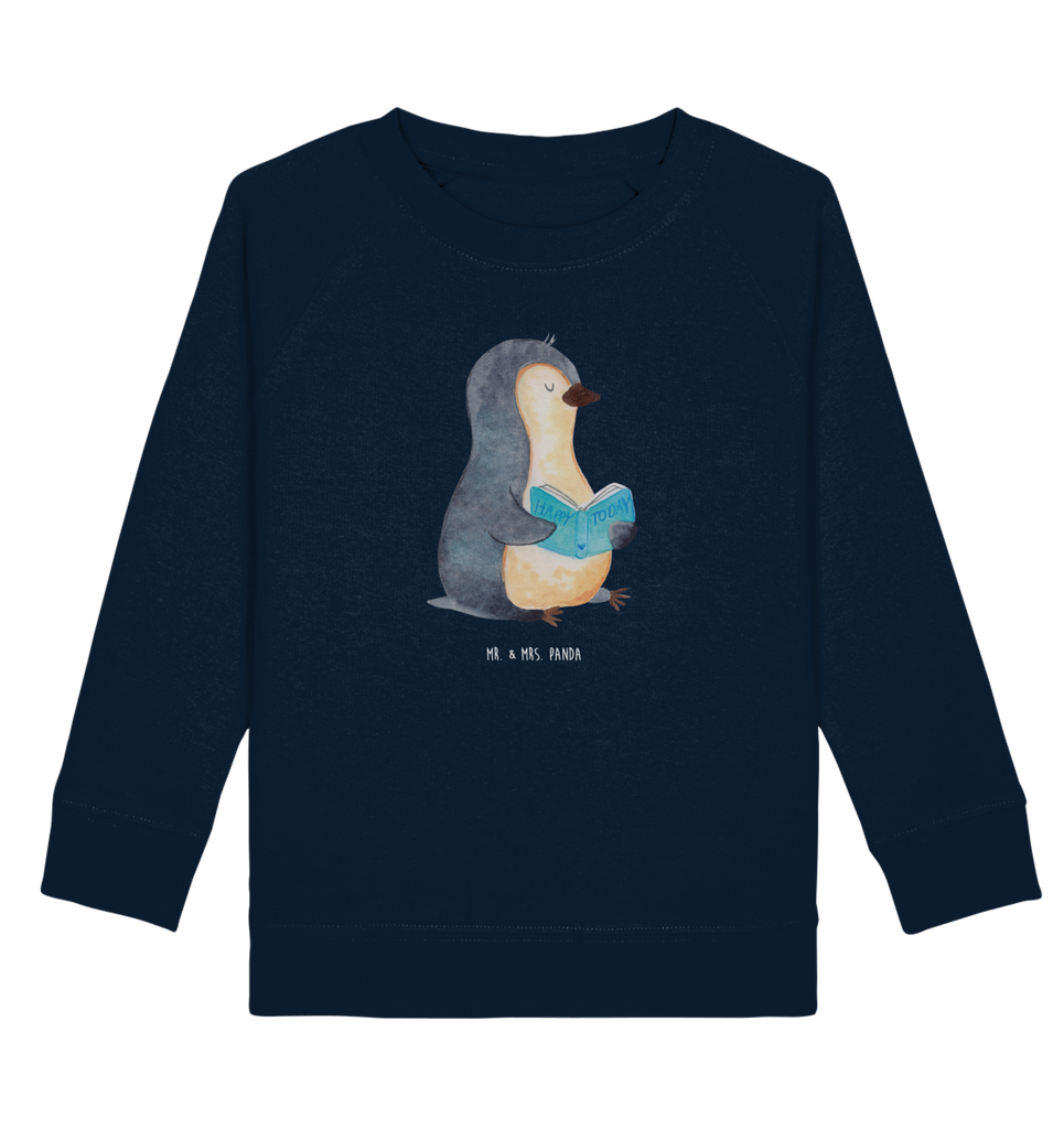 Organic Kinder Pullover Pinguin Buch Kinder Pullover, Kinder Sweatshirt, Jungen, Mädchen, Pinguin, Pinguine, Buch, Lesen, Bücherwurm, Nichtstun, Faulenzen, Ferien, Urlaub, Freizeit