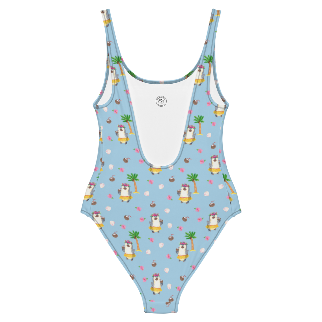 Badeanzug Pinguin Kokosnuss Badebekleidung, Bademode, Badeanzug, Swimsuit, Rückenfreier Badeanzug, Luxus-Bademode, Pinguin, Aloha, Hawaii, Urlaub, Kokosnuss, Pinguine