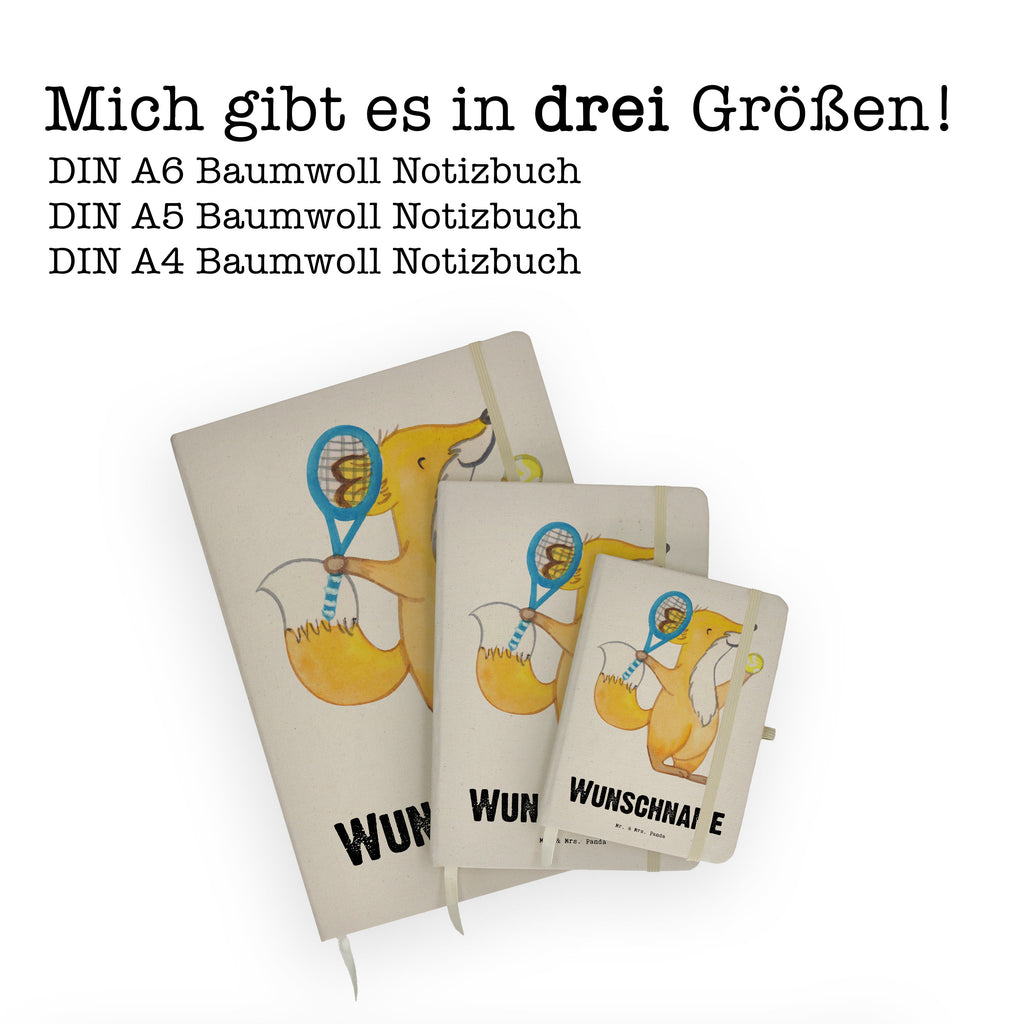 DIN A4 Personalisiertes Notizbuch Fuchs Tennis spielen Personalisiertes Notizbuch, Notizbuch mit Namen, Notizbuch bedrucken, Personalisierung, Namensbuch, Namen, Geschenk, Sport, Sportart, Hobby, Schenken, Danke, Dankeschön, Auszeichnung, Gewinn, Sportler, Tennis spielen, Tennisclub, Tennisverein, Tennis Turnier, Ballsportart