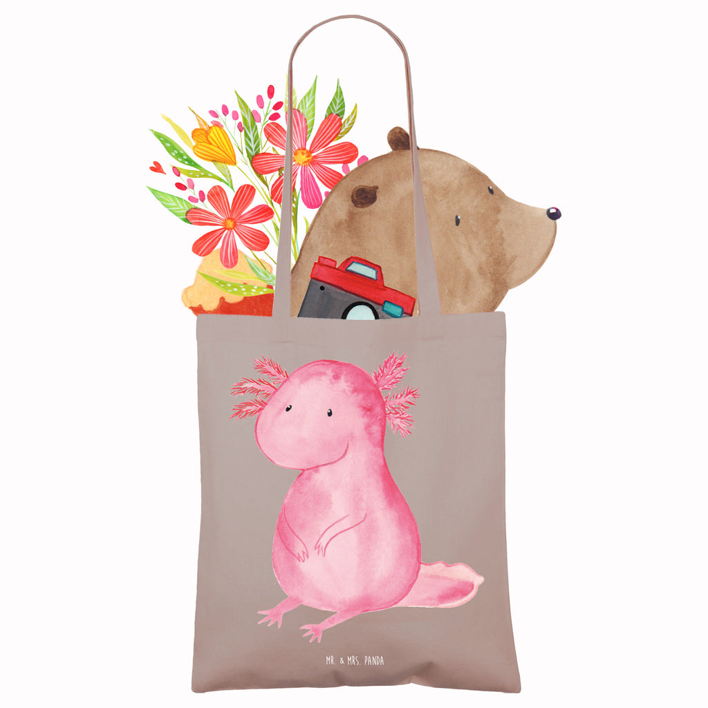 Tragetasche Axolotl Beuteltasche, Beutel, Einkaufstasche, Jutebeutel, Stoffbeutel, Tasche, Shopper, Umhängetasche, Strandtasche, Schultertasche, Stofftasche, Tragetasche, Badetasche, Jutetasche, Einkaufstüte, Laptoptasche, Axolotl, Molch, Axolot, vergnügt, fröhlich, zufrieden, Lebensstil, Weisheit, Lebensweisheit, Liebe, Freundin