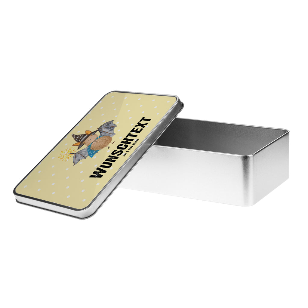 Personalisierte Metalldose Fledermaus Zauberer Personalisierte Metalldose, Dose mit Namen, Namensdose, Kiste mit Namen, Namenskiste, Tiermotive, Gute Laune, lustige Sprüche, Tiere, Fledermaus, Fledermäuse, Zauberer, Magier, Frauen, reinsteigern