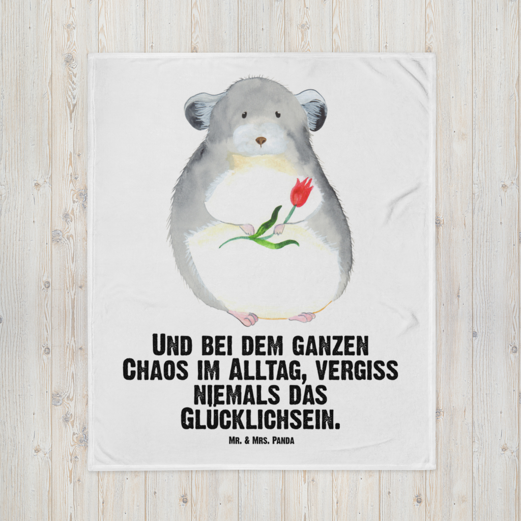 Babydecke Chinchilla mit Blume Babydecke, Babygeschenk, Geschenk Geburt, Babyecke Kuscheldecke, Krabbeldecke, Tiermotive, Gute Laune, lustige Sprüche, Tiere, Chinchilla, Chinchillas, Liebeskummer, Kummer, Depressionen, traurig sein, Chaos, Glücklichsein, Büro, Büroalltag