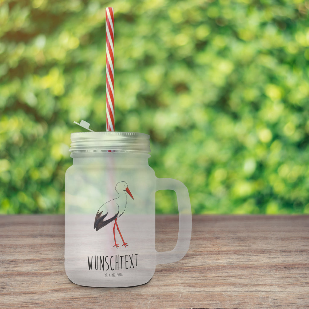 Personalisiertes Trinkglas Mason Jar Storch Personalisiertes Mason Jar, Personalisiertes Glas, Personalisiertes Trinkglas, Personalisiertes Henkelglas, Personalisiertes Sommerglas, Personalisiertes Einmachglas, Personalisiertes Cocktailglas, Personalisiertes Cocktail-Glas, mit Namen, Wunschtext, Wunschnamen, Mason Jar selbst bedrucken, Wunschglas mit Namen, Bedrucktes Trinkglas, Geschenk mit Namen, Tiermotive, Gute Laune, lustige Sprüche, Tiere, Storch, Störche, Schwangerschaft, Geburt, Mutter, Mütter, Mutter werden, Schwanger, Babybauch, Baby