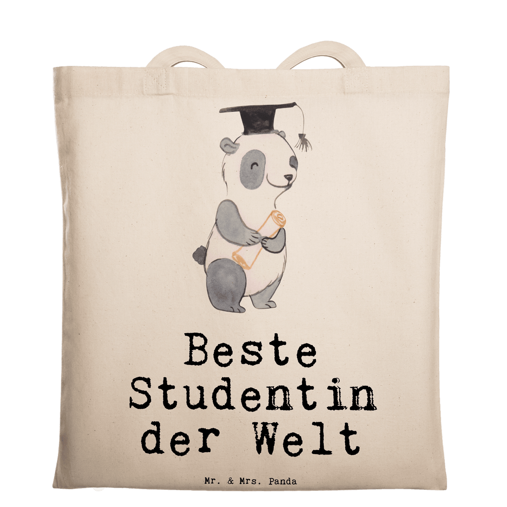 Tragetasche Panda Beste Studentin der Welt Beuteltasche, Beutel, Einkaufstasche, Jutebeutel, Stoffbeutel, Tasche, Shopper, Umhängetasche, Strandtasche, Schultertasche, Stofftasche, Tragetasche, Badetasche, Jutetasche, Einkaufstüte, Laptoptasche, für, Dankeschön, Geschenk, Schenken, Geburtstag, Geburtstagsgeschenk, Geschenkidee, Danke, Bedanken, Mitbringsel, Freude machen, Geschenktipp, Studentin, Studium, Tochter, Spaß, Musterschülerin, lustig, Studienabschluss, witzig, Universität, Abschluss, Alumni, Uni, Studenten, Hochschule