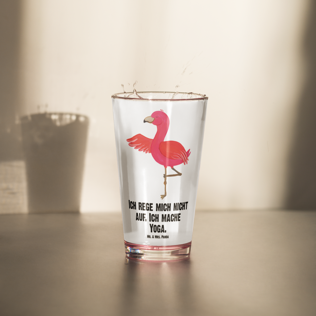 Premium Trinkglas Flamingo Yoga Trinkglas, Glas, Pint Glas, Bierglas, Cocktail Glas, Wasserglas, Flamingo, Vogel, Yoga, Namaste, Achtsamkeit, Yoga-Übung, Entspannung, Ärger, Aufregen, Tiefenentspannung