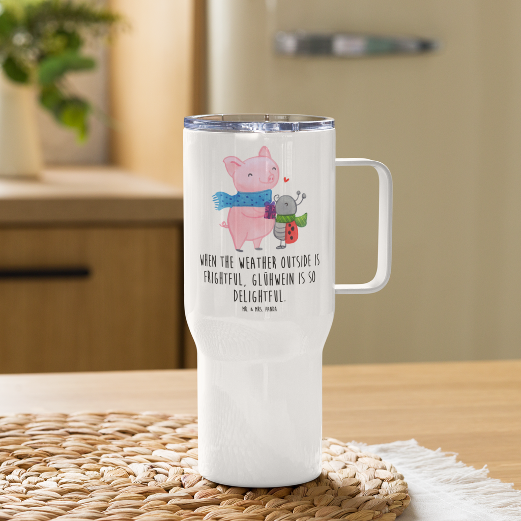 XXL Thermobecher Glühschwein Smörle Thermobecher, XL Thermobecher, Reisebecher, XL Reisetasse, Großer Thermobecher, Autobecher, Jumbo Becher, Winter, Weihnachten, Weihnachtsdeko, Nikolaus, Advent, Heiligabend, Wintermotiv, Handgezeichnetes Glühschwein, Kreatives Glühschwein Design, Winterlicher Glühwein Spruch, Glühwein Liebhaber Geschenk, Herzliches Marienkäfer Motiv, Marienkäfer in Winterkleidung, Glühwein ist köstlich Spruch, Smörle der stolze Marienkäfer, Süßer Marienkäfer gibt Geschenk, Romantische Geschenkidee Glühwein