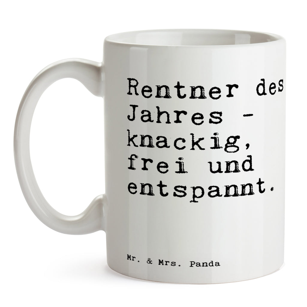 Tasse Sprüche und Zitate Rentner des Jahres - knackig, frei und entspannt. Tasse, Kaffeetasse, Teetasse, Becher, Kaffeebecher, Teebecher, Keramiktasse, Porzellantasse, Büro Tasse, Geschenk Tasse, Tasse Sprüche, Tasse Motive, Kaffeetassen, Tasse bedrucken, Designer Tasse, Cappuccino Tassen, Schöne Teetassen, Spruch, Sprüche, lustige Sprüche, Weisheiten, Zitate, Spruch Geschenke, Spruch Sprüche Weisheiten Zitate Lustig Weisheit Worte