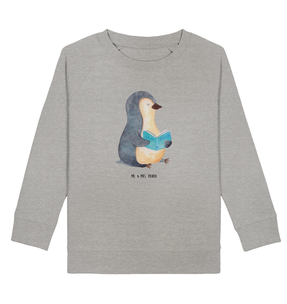 Organic Kinder Pullover Pinguin Buch Kinder Pullover, Kinder Sweatshirt, Jungen, Mädchen, Pinguin, Pinguine, Buch, Lesen, Bücherwurm, Nichtstun, Faulenzen, Ferien, Urlaub, Freizeit