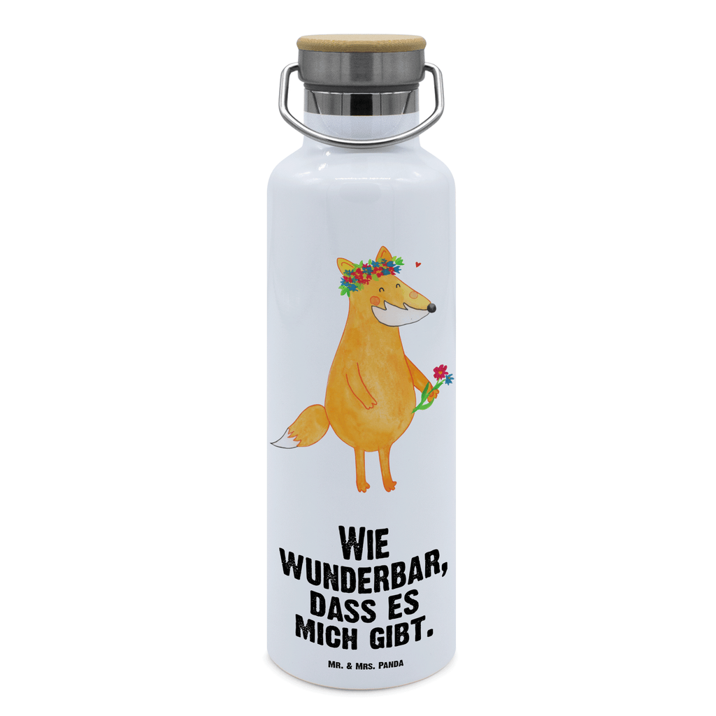 Trinkflasche Fuchs Blumen Thermosflasche, Isolierflasche, Edelstahl, Trinkflasche, isoliert, Wamrhaltefunktion, Sportflasche, Flasche zum Sport, Sportlerflasche, Fuchs, Füchse, Fox, Liebe, Freundin, Fuchsmädchen, Blumenmädchen, Freundinnen, Liebesbeweis, Blume, Blumen, Motivation, Freude, ich, mich, Selbstliebe