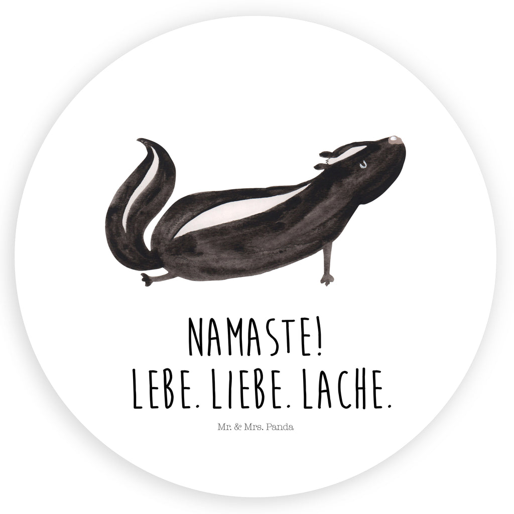 Rund Aufkleber Stinktier Yoga Sticker, Aufkleber, Etikett, Stinktier, Skunk, Wildtier, Raubtier, Stinker, Stinki, Yoga, Namaste, Lebe, Liebe, Lache