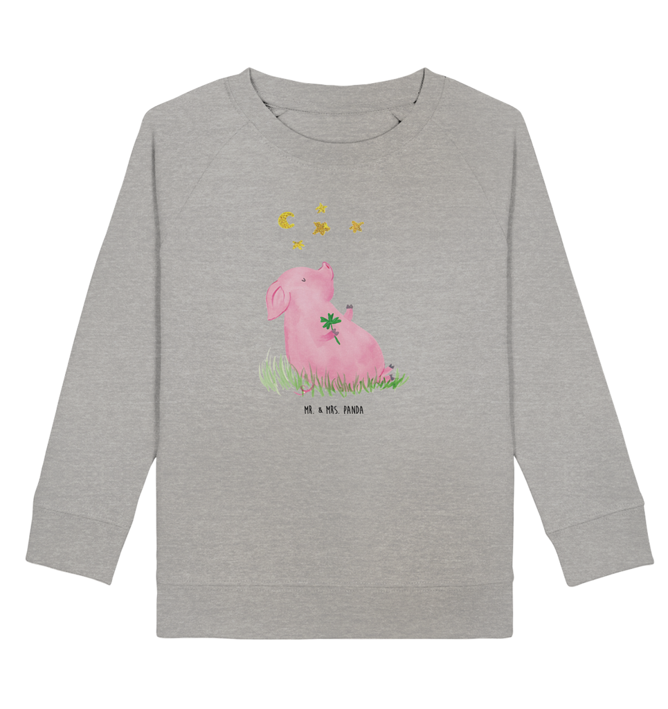 Organic Kinder Pullover Glücksschwein Kinder Pullover, Kinder Sweatshirt, Jungen, Mädchen, Tiermotive, Gute Laune, lustige Sprüche, Tiere, Glücksschwein. Glück, Schwein, Schweinchen, Sterne, Sernchen, Ziele, Träume, Motivation, Glücksbringer