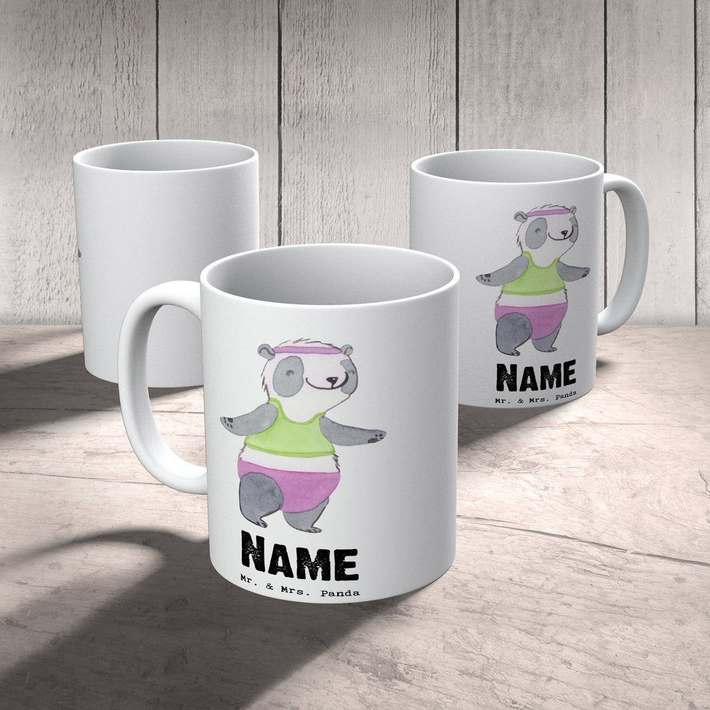 Personalisierte Tasse Panda Aerobic Personalisierte Tasse, Namenstasse, Wunschname, Personalisiert, Tasse, Namen, Drucken, Tasse mit Namen, Geschenk, Sport, Sportart, Hobby, Schenken, Danke, Dankeschön, Auszeichnung, Gewinn, Sportler, Aerobic, Aerobic Fitness, Fitnessstudio