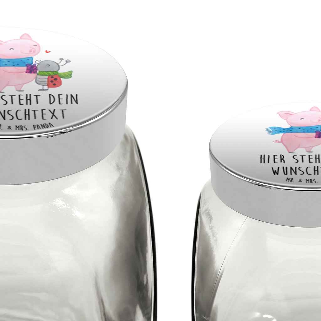 Personalisiertes Bonbonglas Glühschwein Smörle Vorratsdose, Vorratsbehälter, Süßigkeitenglas, Süßigkeitendose, Kaffeedose, Müslidose, Teedose, Keksbehälter, Keksedose, Glasdose, Glasbälter, Vorratsglas, Küchenbehälter, Aufbewahrungsdose, Aufbewahungsglas, Gewürzdose, Küchenorganizer, Snackdose, Winter, Weihnachten, Weihnachtsdeko, Nikolaus, Advent, Heiligabend, Wintermotiv, Handgezeichnetes Glühschwein, Kreatives Glühschwein Design, Winterlicher Glühwein Spruch, Glühwein Liebhaber Geschenk, Herzliches Marienkäfer Motiv, Marienkäfer in Winterkleidung, Glühwein ist köstlich Spruch, Smörle der stolze Marienkäfer, Süßer Marienkäfer gibt Geschenk, Romantische Geschenkidee Glühwein