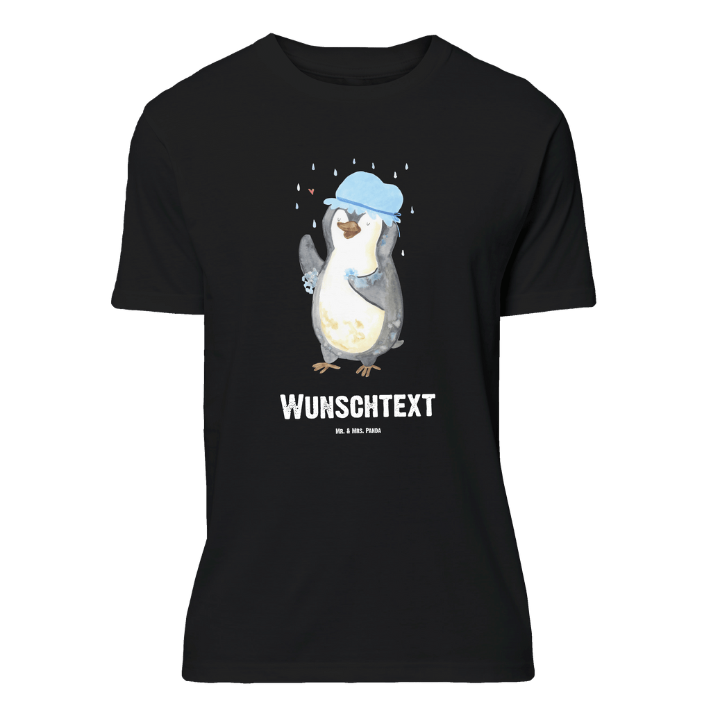 Personalisiertes T-Shirt Pinguin duscht T-Shirt Personalisiert, T-Shirt mit Namen, T-Shirt mit Aufruck, Männer, Frauen, Wunschtext, Bedrucken, Pinguin, Pinguine, Dusche, duschen, Lebensmotto, Motivation, Neustart, Neuanfang, glücklich sein