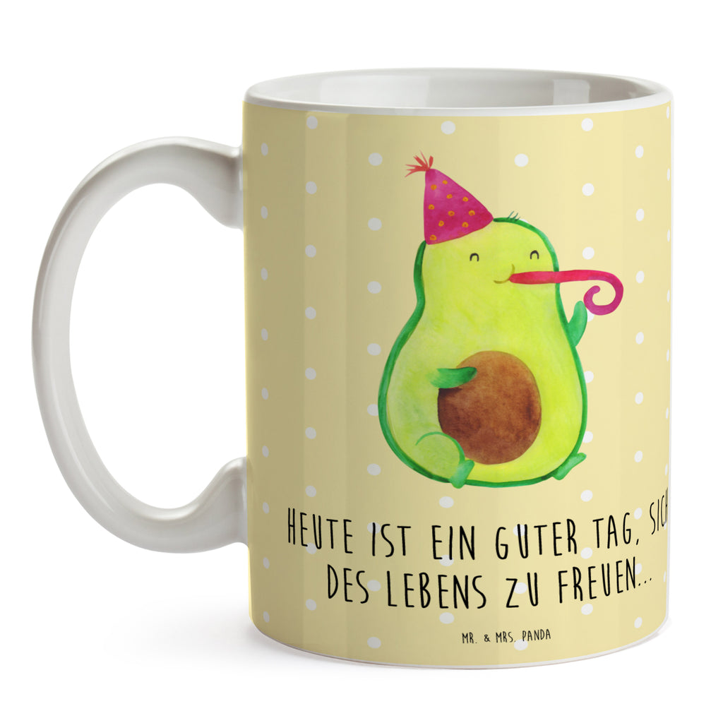 Tasse Avocado Feier Tasse, Kaffeetasse, Teetasse, Becher, Kaffeebecher, Teebecher, Keramiktasse, Porzellantasse, Büro Tasse, Geschenk Tasse, Tasse Sprüche, Tasse Motive, Kaffeetassen, Tasse bedrucken, Designer Tasse, Cappuccino Tassen, Schöne Teetassen, Avocado, Veggie, Vegan, Gesund, Party, Feierlichkeit, Feier, Fete, Geburtstag, Gute Laune, Tröte