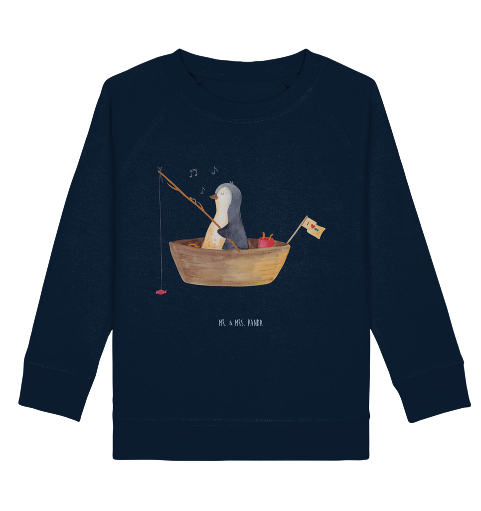 Organic Kinder Pullover Pinguin Angelboot Kinder Pullover, Kinder Sweatshirt, Jungen, Mädchen, Pinguin, Pinguine, Angeln, Boot, Angelboot, Lebenslust, Leben, genießen, Motivation, Neustart, Neuanfang, Trennung, Scheidung, Geschenkidee Liebeskummer