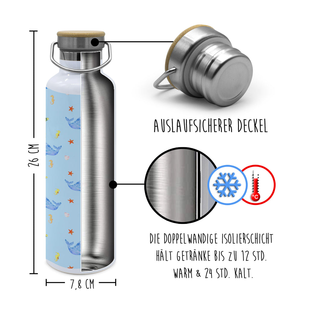 Trinkflasche Wal Konfetti Muster Thermosflasche, Isolierflasche, Edelstahl, Trinkflasche, isoliert, Wamrhaltefunktion, Sportflasche, Flasche zum Sport, Sportlerflasche, Meerestiere, Meer, Urlaub, Wal, Konfetti, Wale, Motivation, Neuanfang, Trennung, Diät, Abnehmen, Neustart, Lebensabschnitt, Geburtstag