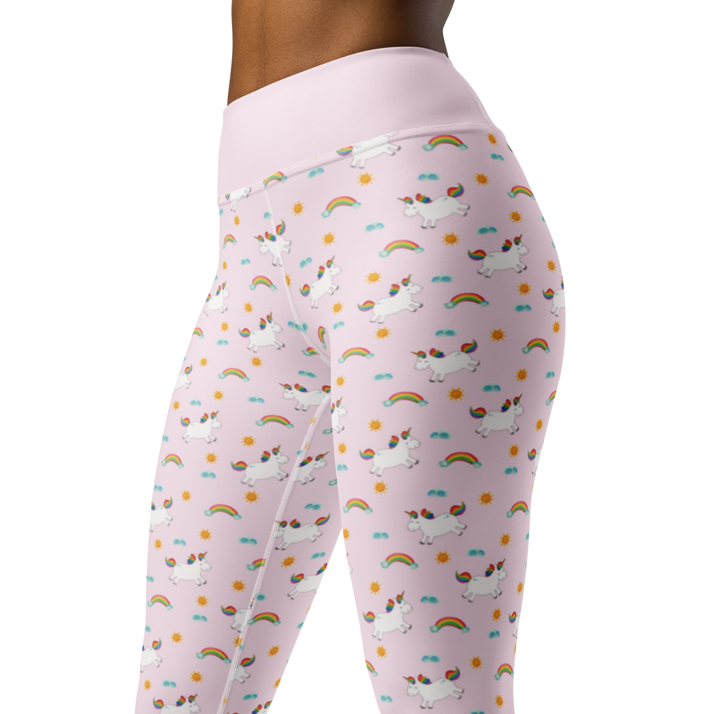 Yogahose Einhorn Happy Muster Yogapants, Yogaleggings, Yogaleggins, Yogahose Damen, Yogahose, Frauen, Yogahose Mädchen, Yogahose Kinder, Yogahose Herren, Yogahose Männer, Einhorn, Einhörner, Einhorn Deko, Pegasus, Unicorn, glücklich, fröhlich, Spaß, Freude, Lebensfreude, witzig, spannend, Lächeln, Lachen