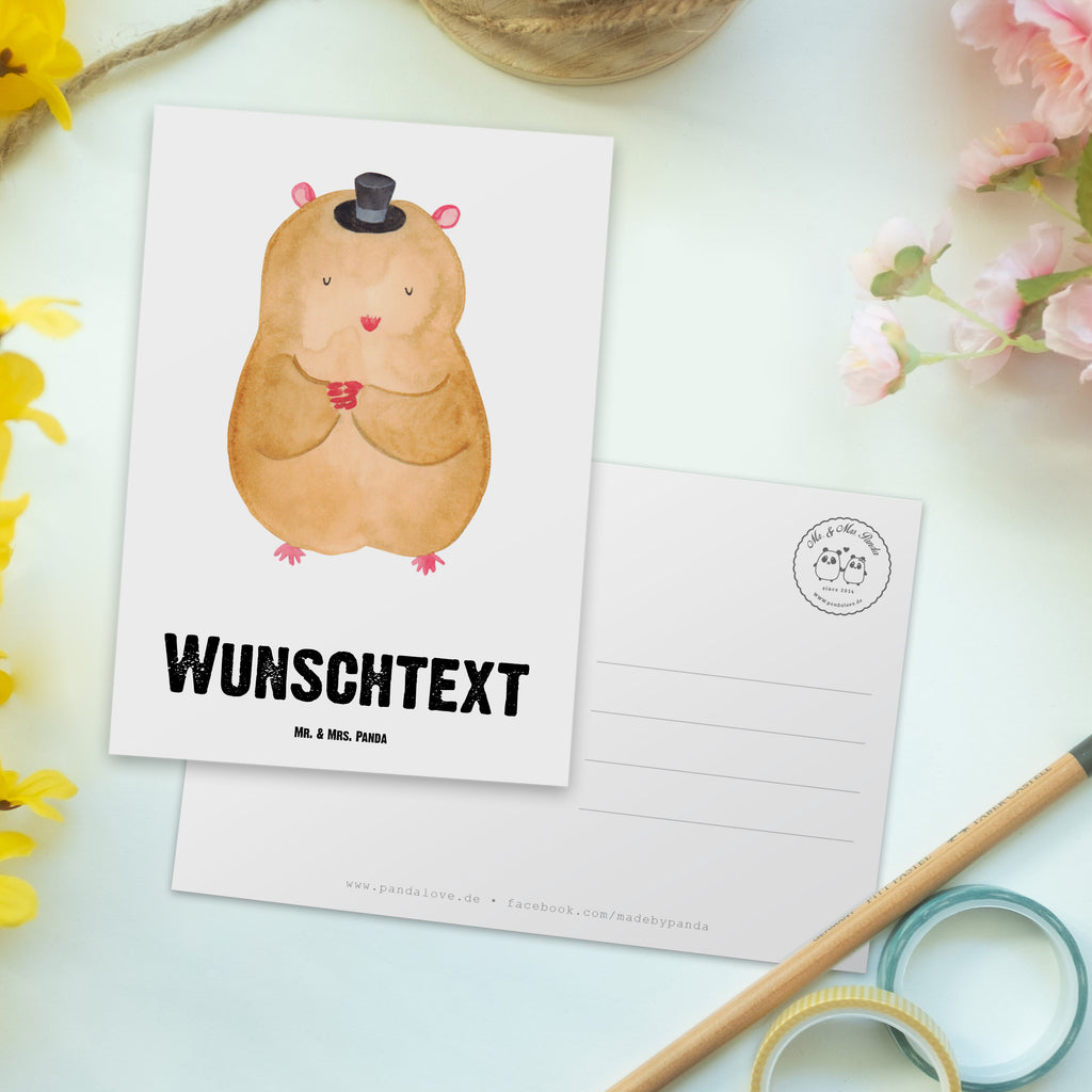 Personalisierte Postkarte Hamster mit Hut Postkarte mit Namen, Postkarte bedrucken, Postkarte mit Wunschtext, Postkarte personalisierbar, Geschenkkarte mit Namen, Grußkarte mit Namen, Karte mit Namen, Einladung mit Namen, Ansichtskarte mit Namen, Geschenkkarte mit Wunschtext, Grußkarte mit Wunschtext, Karte mit Wunschtext, Einladung mit Wunschtext, Ansichtskarte mit Wunschtext, Tiermotive, Gute Laune, lustige Sprüche, Tiere, Hamster, Hut, Magier, Zylinder, Zwerghamster, Zauberer