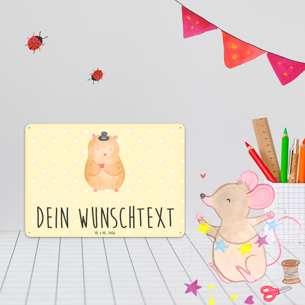 Personalisiertes Blechschild Hamster Hut Blechschild, Metallschild, Geschenk Schild, Schild, Magnet-Metall-Schild, Deko Schild, Wandschild, Wand-Dekoration, Türschild, Tiermotive, Gute Laune, lustige Sprüche, Tiere, Hamster, Hut, Magier, Zylinder, Zwerghamster, Zauberer