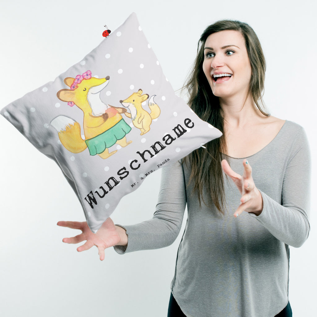 Personalisiertes Kissen Fuchs Beste Mama der Welt Kissen, personalisiert, Name, Wunschname, bedrucken, Kopfkissen, für, Dankeschön, Geschenk, Schenken, Geburtstag, Geburtstagsgeschenk, Geschenkidee, Danke, Bedanken, Mitbringsel, Freude machen, Geschenktipp, Mama, Mami, Mutter, Muttertag, Mutti, Ma, Tochter, Sohn, Beste Mama, Beste, Supermama