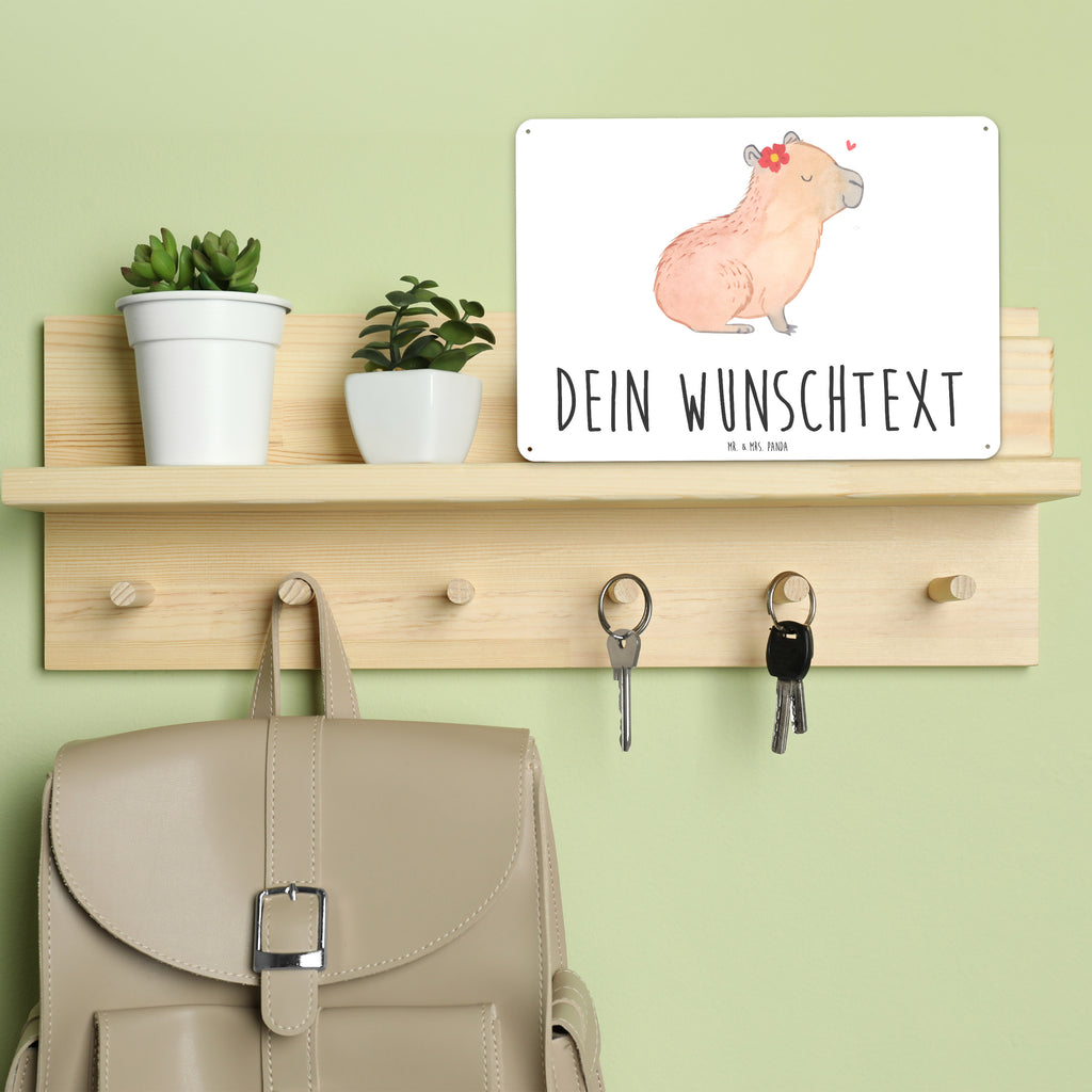 Personalisiertes Blechschild Capybara Blume Blechschild, Metallschild, Geschenk Schild, Schild, Magnet-Metall-Schild, Deko Schild, Wandschild, Wand-Dekoration, Türschild, Tiermotive, Gute Laune, lustige Sprüche, Tiere, Capybara