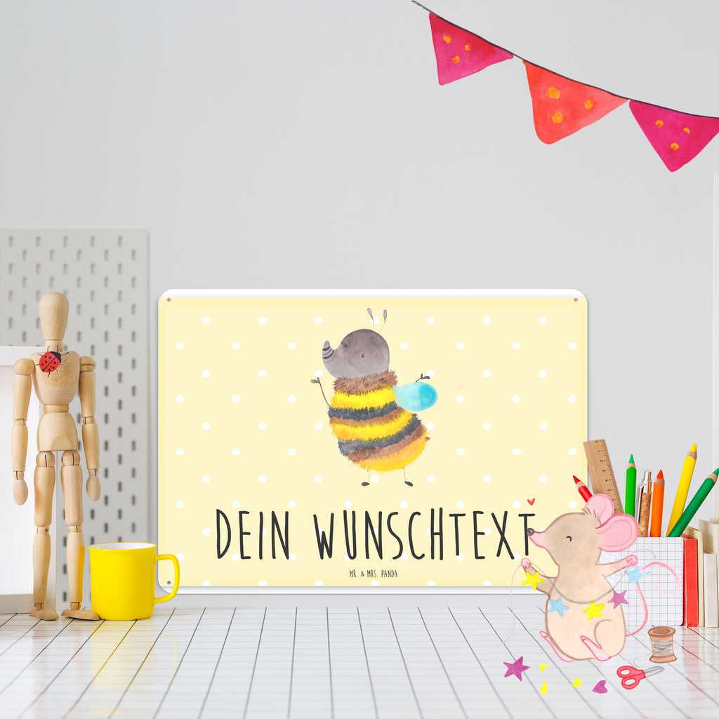 Personalisiertes Blechschild Hummel flauschig Blechschild, Metallschild, Geschenk Schild, Schild, Magnet-Metall-Schild, Deko Schild, Wandschild, Wand-Dekoration, Türschild, Tiermotive, Gute Laune, lustige Sprüche, Tiere, Hummel, Flauschig, Biene, Blume, Natur