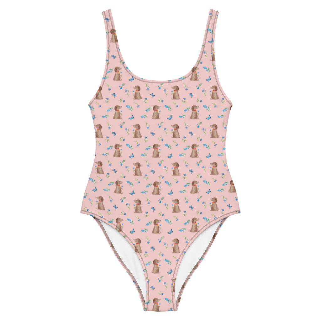 Badeanzug Hund Blume Muster Badebekleidung, Bademode, Badeanzug, Swimsuit, Rückenfreier Badeanzug, Luxus-Bademode, Hund, Hundemotiv, Haustier, Hunderasse, Tierliebhaber, Hundebesitzer, Sprüche, Hunde, Frauchen, Hundeliebe