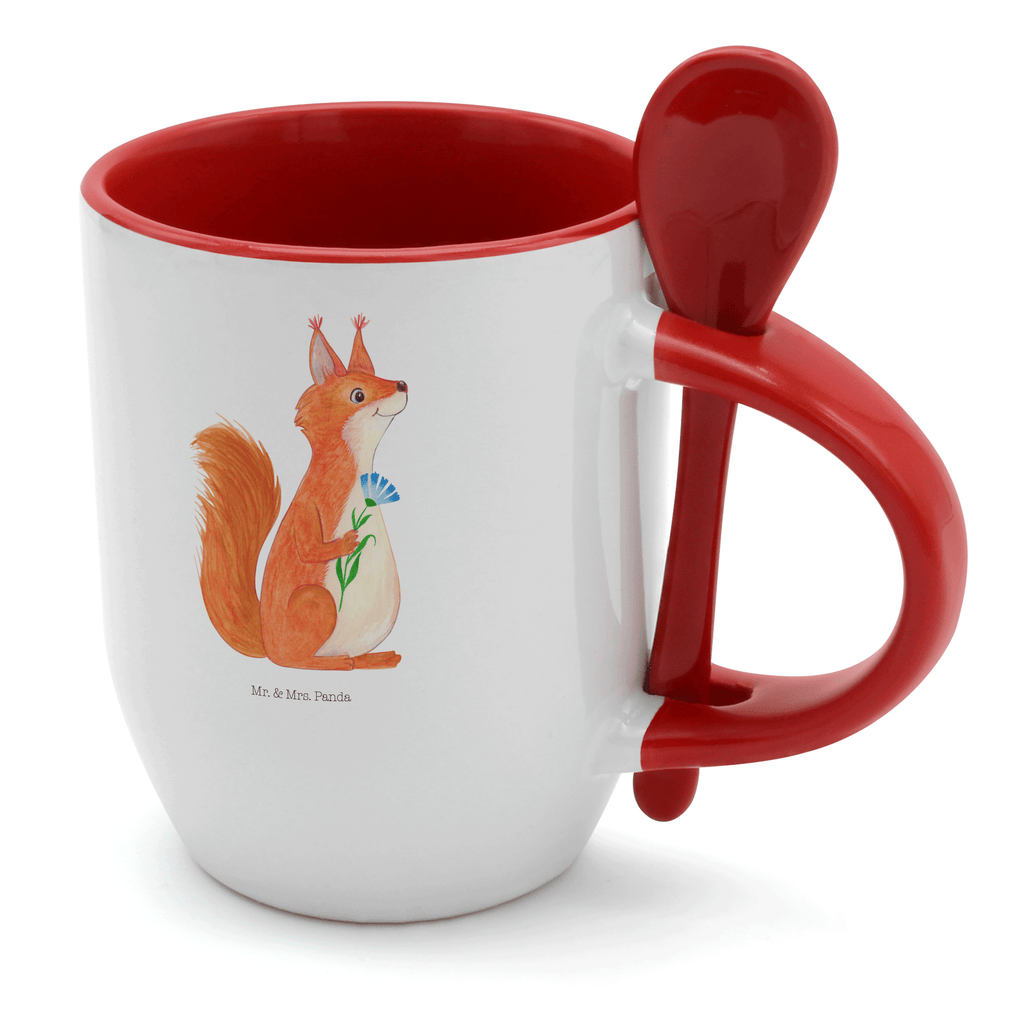 Tasse mit Löffel Eichhörnchen Blume Tasse, Kaffeetasse, Tassen, Tasse mit Spruch, Kaffeebecher, Tasse mit Löffel, Tiermotive, Gute Laune, lustige Sprüche, Tiere, Eichhörnchen, Eichhorn, Spruch positiv, Lachen, Spaß, Motivation Sprüche, Motivation Bilder, glücklich Spruch, Spruch Deko