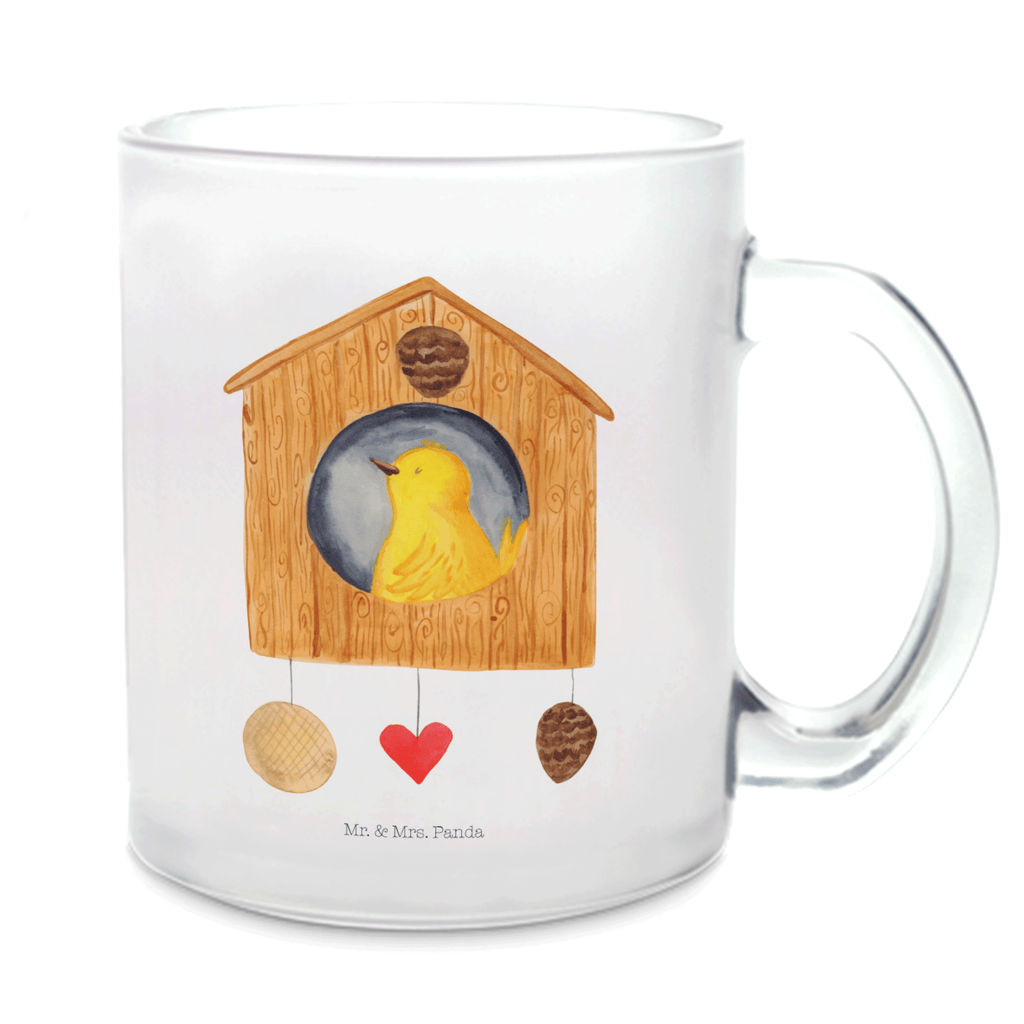 Teetasse Vogelhaus Teetasse, Teeglas, Teebecher, Tasse mit Henkel, Tasse, Glas Teetasse, Teetasse aus Glas, Tiermotive, Gute Laune, lustige Sprüche, Tiere, Vogel, Vögel, Vogelhaus, Vogelhäuschen, Home sweet home, Zuhause, Nest, Eigenheim, Familie, Wohnung, Haus, unser Haus, Lieblingsort, Castle