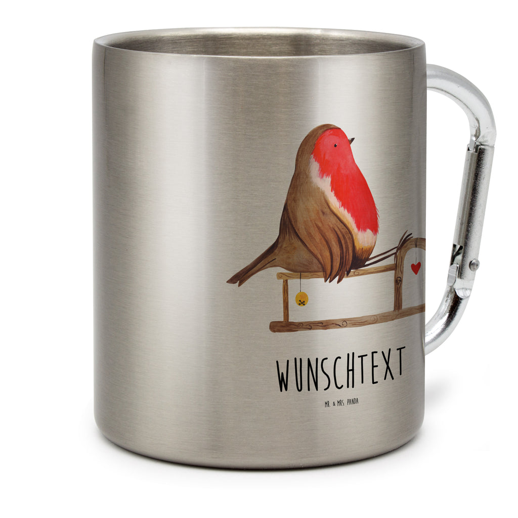 Personalisierter Edelstahlbecher Rotkehlchen Schlitten Personalisierte Edelstahltasse, Personalisierter Edelstahlbecher, Personalisierter Outdoor Becher, Personalisierte Outdoor Tasse, Winter, Weihnachten, Weihnachtsdeko, Nikolaus, Advent, Heiligabend, Wintermotiv, Schlitten, Vogel