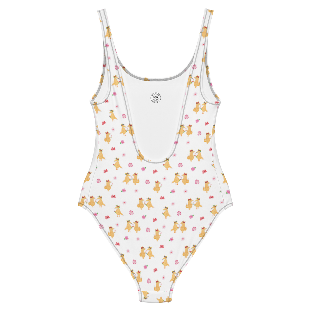 Badeanzug Fuchs Blumenliebe Badebekleidung, Bademode, Badeanzug, Swimsuit, Rückenfreier Badeanzug, Luxus-Bademode, Fuchs, Füchse, Fox, Liebe, Freundin, Fuchsmädchen, Blumenmädchen, Freundinnen, Liebesbeweis, Blume, Blumen, Motivation, Freude, ich, mich, Selbstliebe