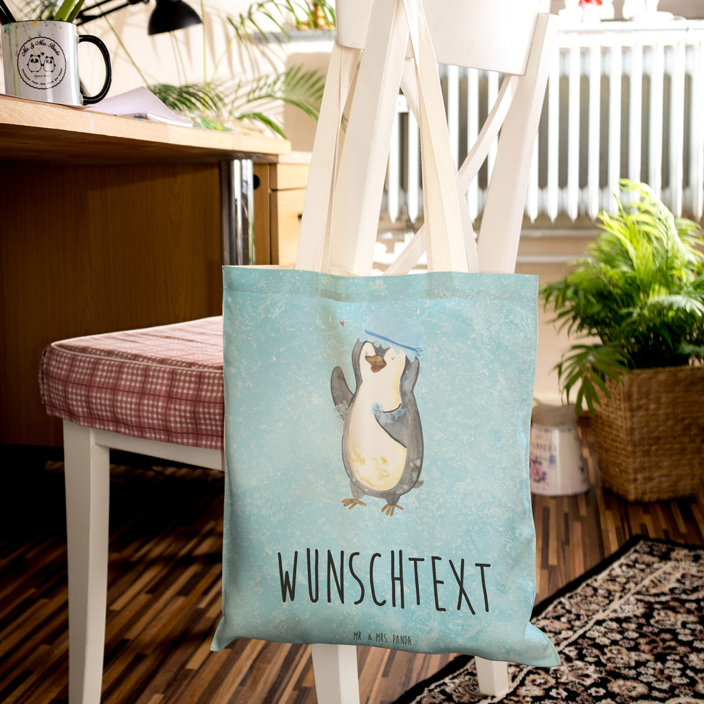 Personalisierte Einkaufstasche Pinguin duscht Personalisierte Tragetasche, Personalisierte Tasche, Personalisierter Beutel, Personalisierte Stofftasche, Personalisierte Baumwolltasche, Personalisierte Umhängetasche, Personalisierter Shopper, Personalisierte Einkaufstasche, Personalisierte Beuteltasche, Tragetasche mit Namen, Tasche mit Namen, Beutel mit Namen, Stofftasche mit Namen, Baumwolltasche mit Namen, Umhängetasche mit Namen, Shopper mit Namen, Einkaufstasche mit Namen, Beuteltasche, Wunschtext, Wunschnamen, Personalisierbar, Personalisierung, Pinguin, Pinguine, Dusche, duschen, Lebensmotto, Motivation, Neustart, Neuanfang, glücklich sein