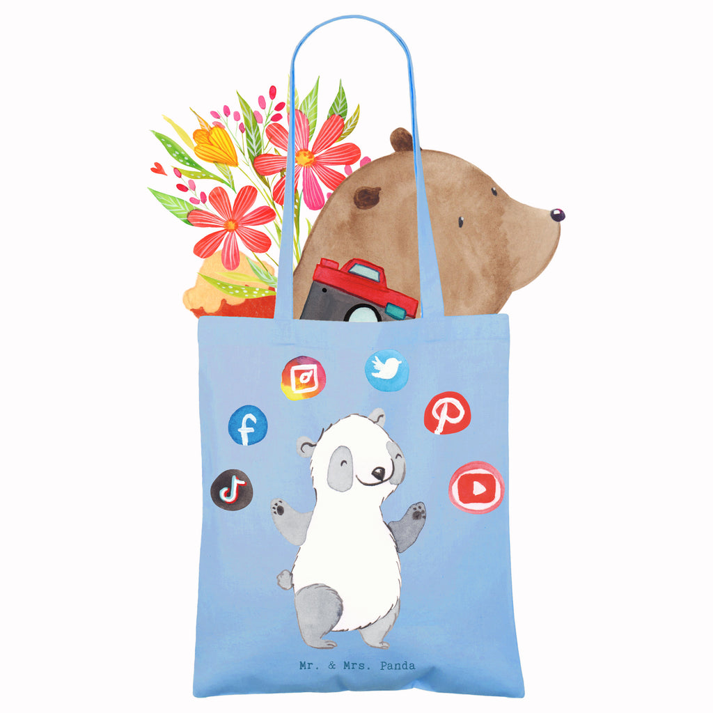 Tragetasche Social Media Manager mit Herz Beuteltasche, Beutel, Einkaufstasche, Jutebeutel, Stoffbeutel, Tasche, Shopper, Umhängetasche, Strandtasche, Schultertasche, Stofftasche, Tragetasche, Badetasche, Jutetasche, Einkaufstüte, Laptoptasche, Beruf, Ausbildung, Jubiläum, Abschied, Rente, Kollege, Kollegin, Geschenk, Schenken, Arbeitskollege, Mitarbeiter, Firma, Danke, Dankeschön