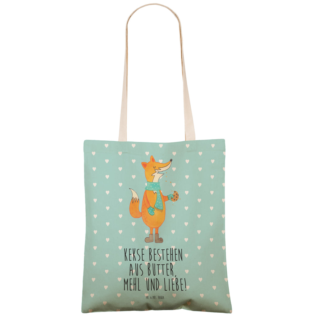 Einkaufstasche Fuchs Keks Tragetasche, Tasche, Beutel, Stofftasche, Baumwolltasche, Umhängetasche, Shopper, Einkaufstasche, Beuteltasche, Fuchs, Füchse, Backen Spruch, Kekse, Winter, Weihnachtszeit, Plätzchen, Liebe, Küche Deko