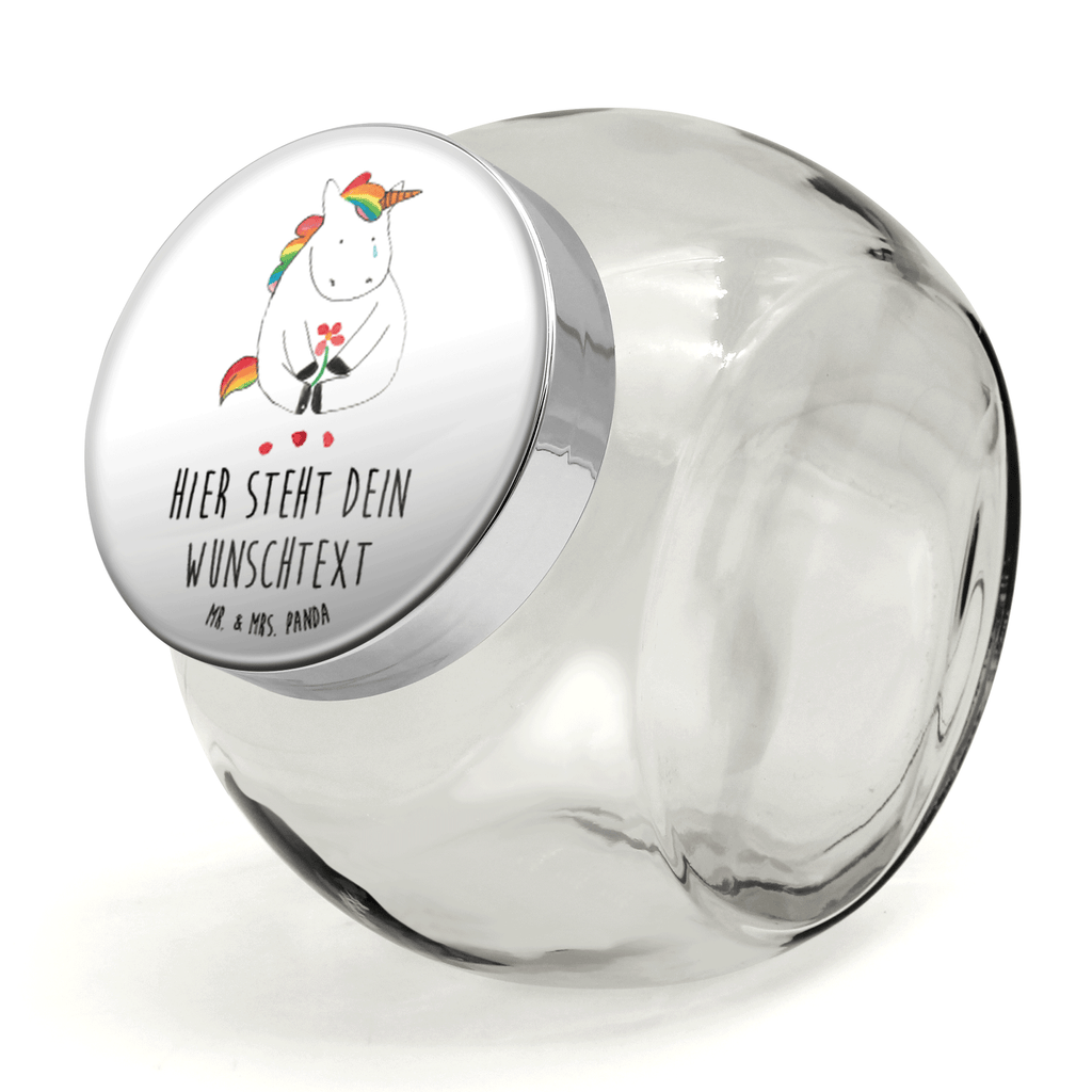 Personalisiertes Bonbonglas Einhorn Traurig Vorratsdose, Vorratsbehälter, Süßigkeitenglas, Süßigkeitendose, Kaffeedose, Müslidose, Teedose, Keksbehälter, Keksedose, Glasdose, Glasbälter, Vorratsglas, Küchenbehälter, Aufbewahrungsdose, Aufbewahungsglas, Gewürzdose, Küchenorganizer, Snackdose, Einhorn, Einhörner, Einhorn Deko, Pegasus, Unicorn, Glitzer, Trösten. Freundschaft, Freunde, Liebe, Trauer, Grußkarte, Blume