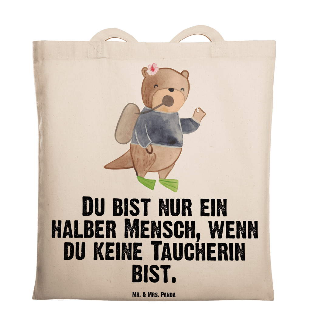 Tragetasche Taucherin mit Herz Beuteltasche, Beutel, Einkaufstasche, Jutebeutel, Stoffbeutel, Tasche, Shopper, Umhängetasche, Strandtasche, Schultertasche, Stofftasche, Tragetasche, Badetasche, Jutetasche, Einkaufstüte, Laptoptasche, Beruf, Ausbildung, Jubiläum, Abschied, Rente, Kollege, Kollegin, Geschenk, Schenken, Arbeitskollege, Mitarbeiter, Firma, Danke, Dankeschön