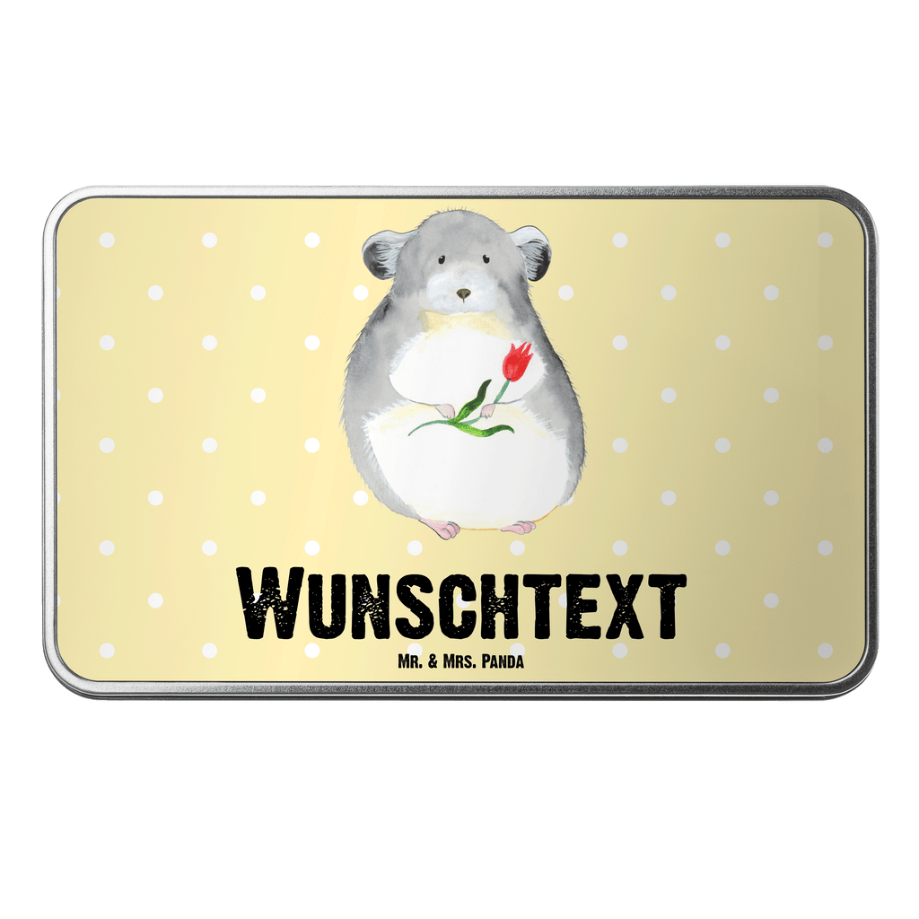 Personalisierte Metalldose Chinchilla mit Blume Personalisierte Metalldose, Dose mit Namen, Namensdose, Kiste mit Namen, Namenskiste, Tiermotive, Gute Laune, lustige Sprüche, Tiere, Chinchilla, Chinchillas, Liebeskummer, Kummer, Depressionen, traurig sein, Chaos, Glücklichsein, Büro, Büroalltag