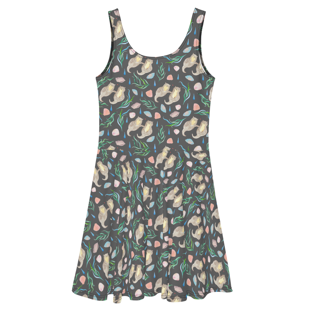 Sommerkleid Otterliebe Design Sommerkleid, Kleid, Skaterkleid, Aquarell, Otter, händchenhaltene Otter, Muscheln, Meer, Beach Design, maritim