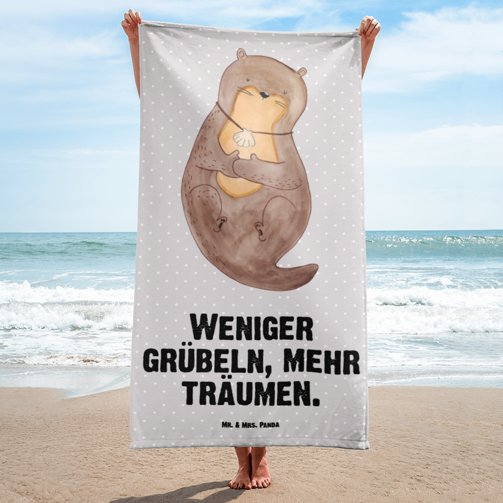 XL Badehandtuch Otter Muschel Handtuch, Badetuch, Duschtuch, Strandtuch, Saunatuch, Otter, Fischotter, Seeotter, Otterliebe, grübeln, träumen, Motivation, Tagträumen, Büro