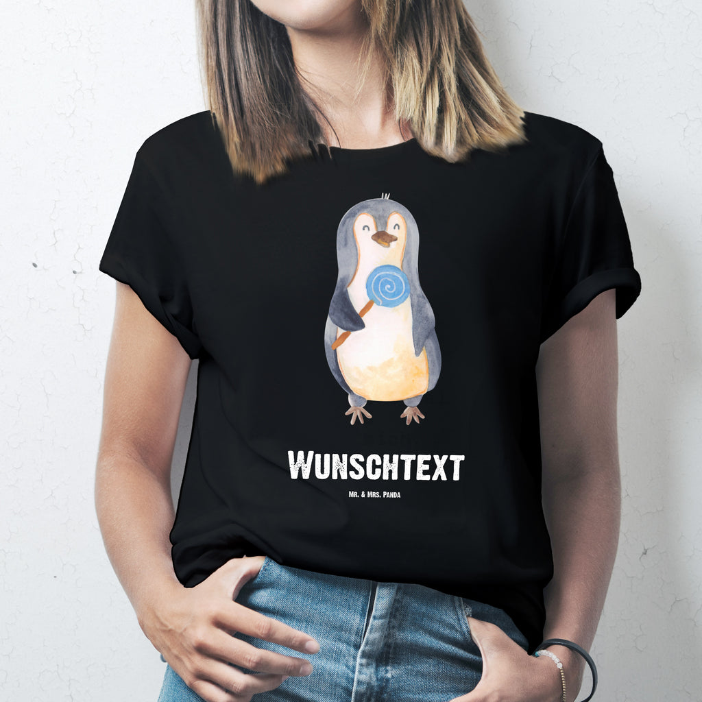 Personalisiertes T-Shirt Pinguin Lolli T-Shirt Personalisiert, T-Shirt mit Namen, T-Shirt mit Aufruck, Männer, Frauen, Wunschtext, Bedrucken, Pinguin, Pinguine, Lolli, Süßigkeiten, Blödsinn, Spruch, Rebell, Gauner, Ganove, Rabauke