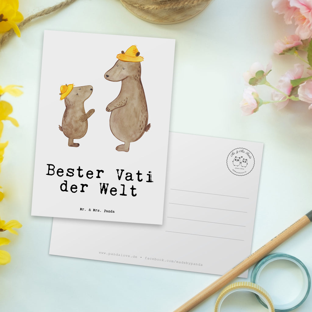 Postkarte Bär Bester Vati der Welt Postkarte, Karte, Geschenkkarte, Grußkarte, Einladung, Ansichtskarte, Geburtstagskarte, Einladungskarte, Dankeskarte, Ansichtskarten, Einladung Geburtstag, Einladungskarten Geburtstag, für, Dankeschön, Geschenk, Schenken, Geburtstag, Geburtstagsgeschenk, Geschenkidee, Danke, Bedanken, Mitbringsel, Freude machen, Geschenktipp, Vater, Papa, Dad, Daddy, Paps, Papi, Vati, Eltern, Geschenk Vater, Mann, Familie, Bester, Kleinigkeit