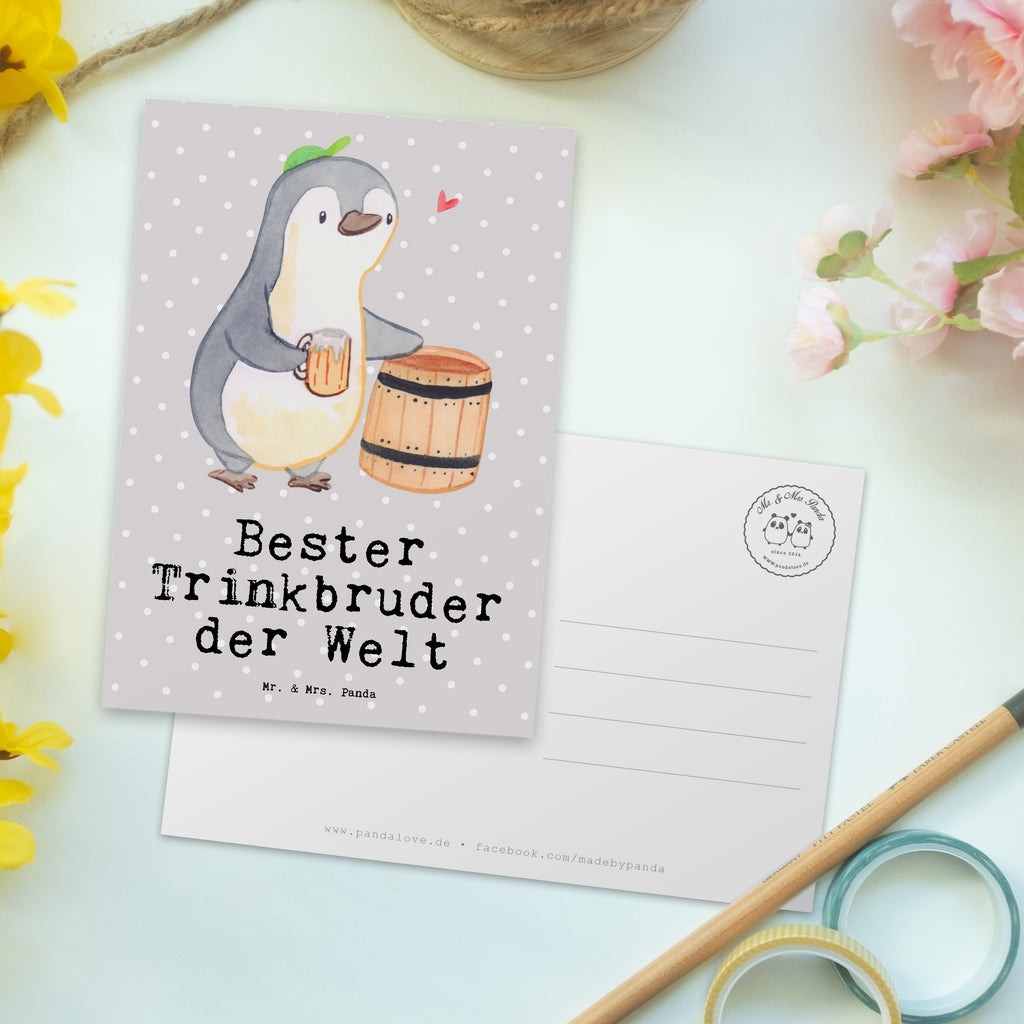 Postkarte Pinguin Bester Trinkbruder der Welt Postkarte, Karte, Geschenkkarte, Grußkarte, Einladung, Ansichtskarte, Geburtstagskarte, Einladungskarte, Dankeskarte, für, Dankeschön, Geschenk, Schenken, Geburtstag, Geburtstagsgeschenk, Geschenkidee, Danke, Bedanken, Mitbringsel, Freude machen, Geschenktipp, Trinkbruder, Trinkkumpel, Kumpel, Saufkumpane, Kumpane, Trinken, Party, Kleinigkeit