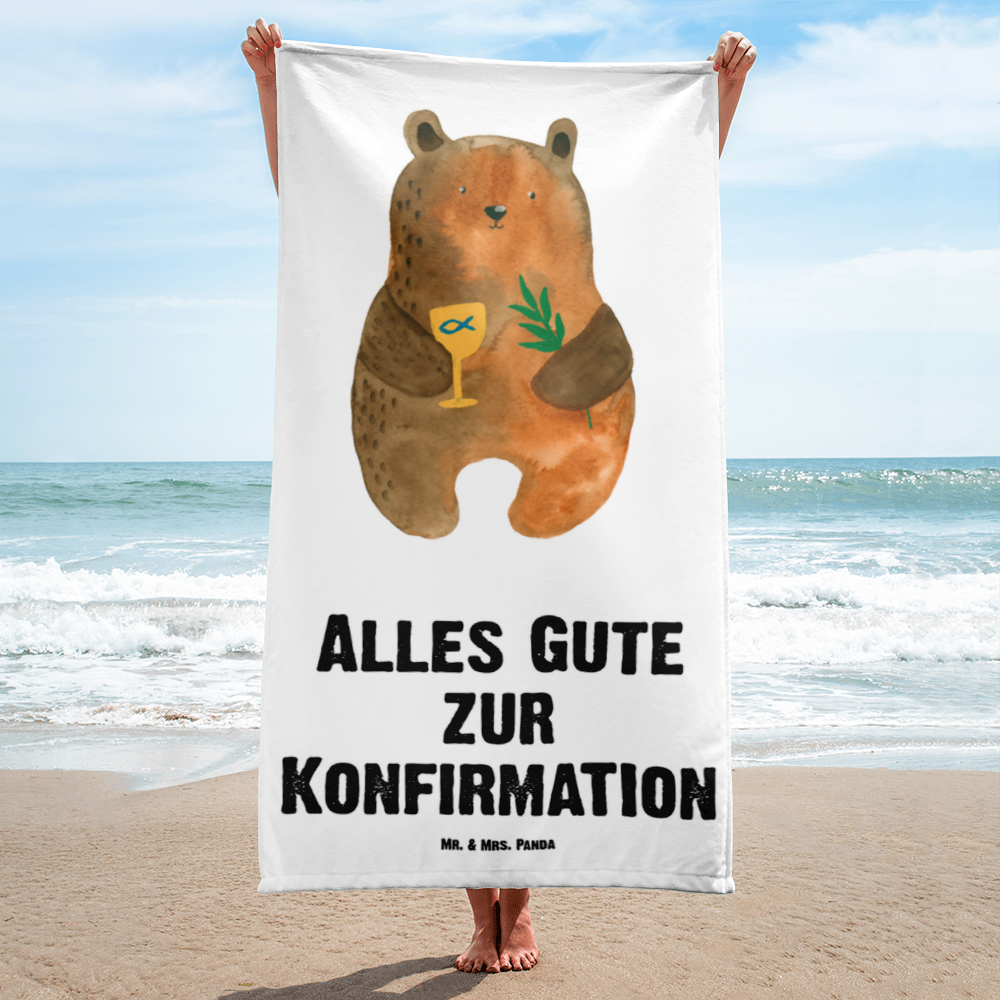 XL Badehandtuch Konfirmation-Bär Handtuch, Badetuch, Duschtuch, Strandtuch, Saunatuch, Bär, Teddy, Teddybär, Konfirmation, Kirche, evangelisch, Gottesdienst