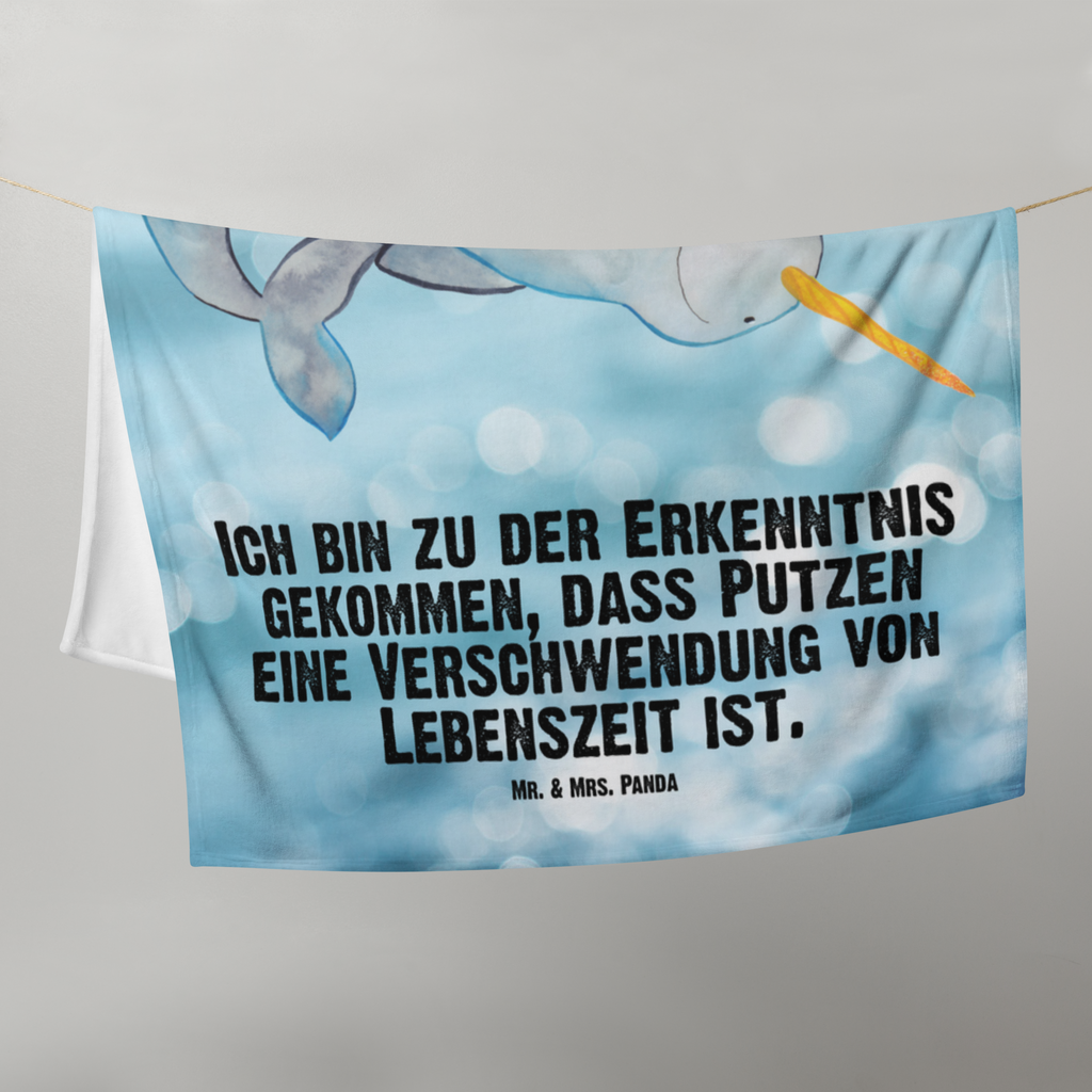 Babydecke Narwal Babydecke, Babygeschenk, Geschenk Geburt, Babyecke Kuscheldecke, Krabbeldecke, Meerestiere, Meer, Urlaub, Narwal, Wal, Putzen, Hausfrau, Junggesellin, aufräumen, Kinderzimmer