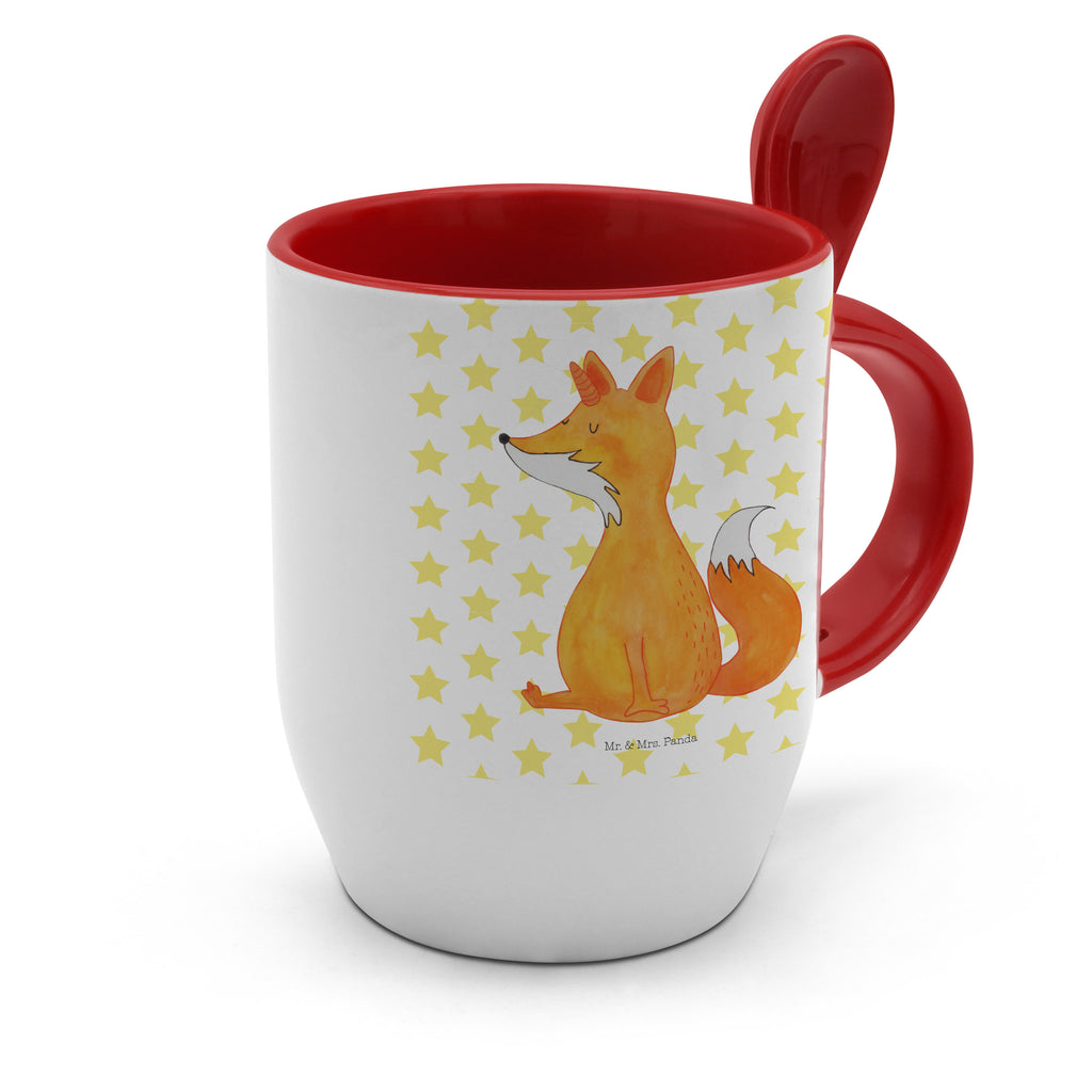 Tasse mit Löffel Fuchshörnchen Tasse, Kaffeetasse, Tassen, Tasse mit Spruch, Kaffeebecher, Tasse mit Löffel, Einhorn, Einhörner, Einhorn Deko, Pegasus, Unicorn, Fuchs, Unicorns, Fuchshörnchen, Fuchshorn, Foxycorn, Füchse