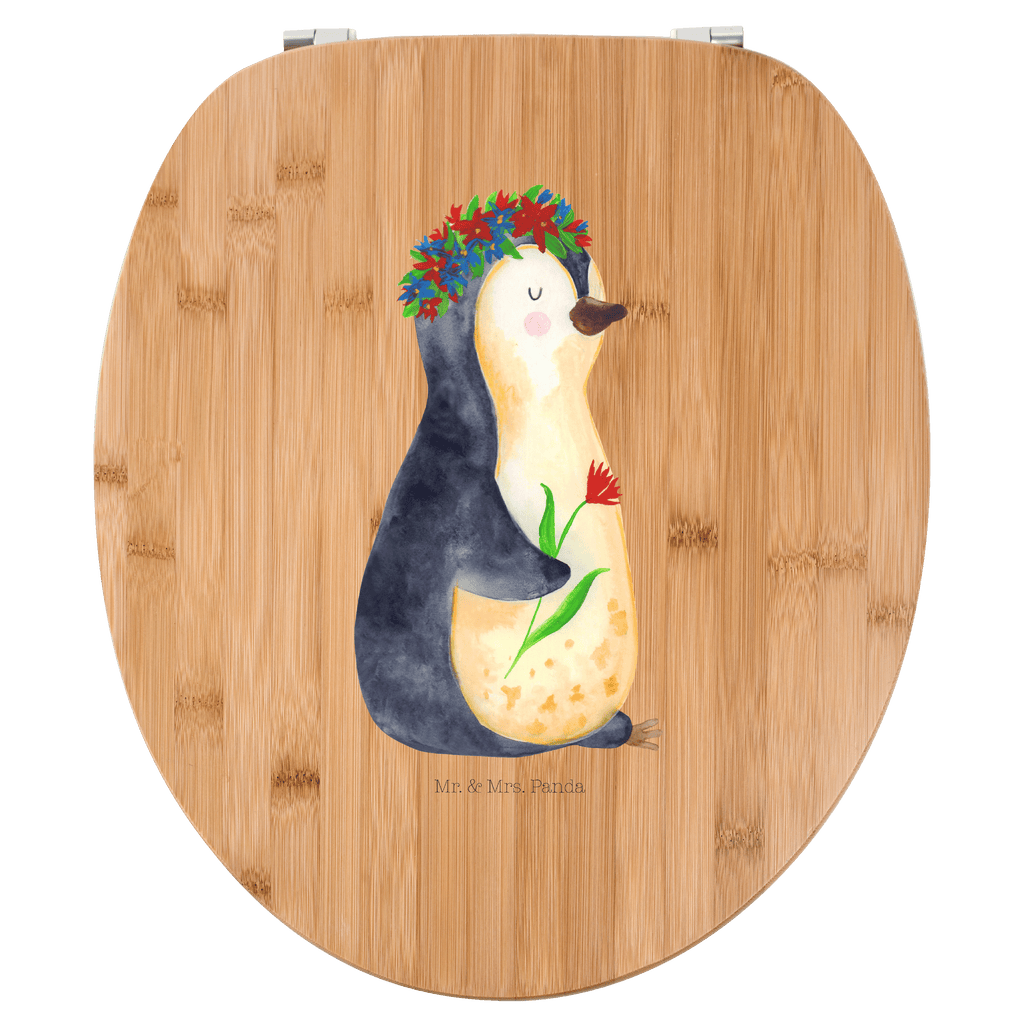 Motiv WC Sitz Pinguin Blumen Klobrille, Klodeckel, Toilettendeckel, WC-Sitz, Toilette, Pinguin, Pinguine, Blumenkranz, Universum, Leben, Wünsche, Ziele, Lebensziele, Motivation, Lebenslust, Liebeskummer, Geschenkidee