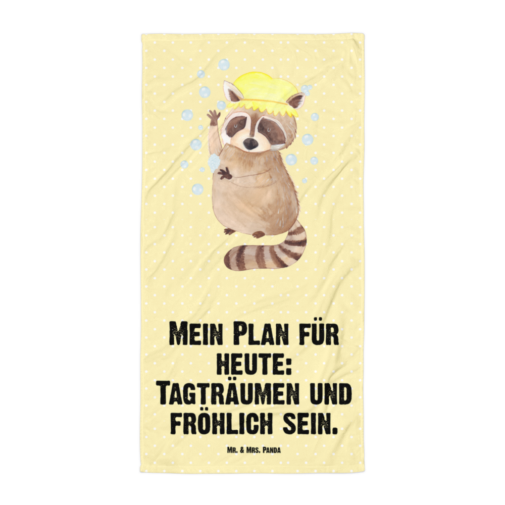 XL Badehandtuch Waschbär Handtuch, Badetuch, Duschtuch, Strandtuch, Saunatuch, Tiermotive, Gute Laune, lustige Sprüche, Tiere, Waschbär, Tagträumen, Plan, Fröhlich, waschen, Seifenblasen