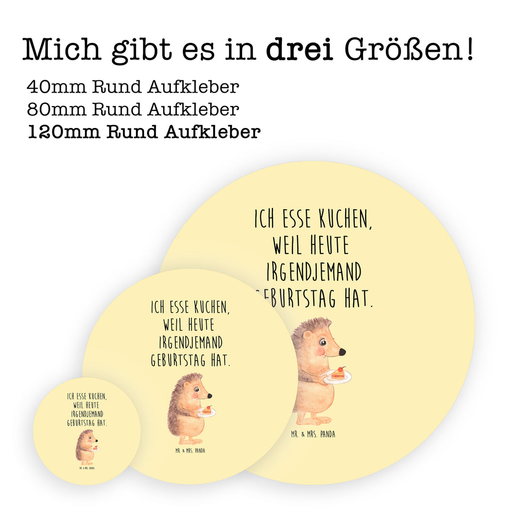 Rund Aufkleber Igel mit Kuchenstück Sticker, Aufkleber, Etikett, Tiermotive, Gute Laune, lustige Sprüche, Tiere, Igel, Essen Spruch, Kuchen, Backen Geschenk, Kuchen backen, Einladung Party, Geburtstagskuchen, Torte