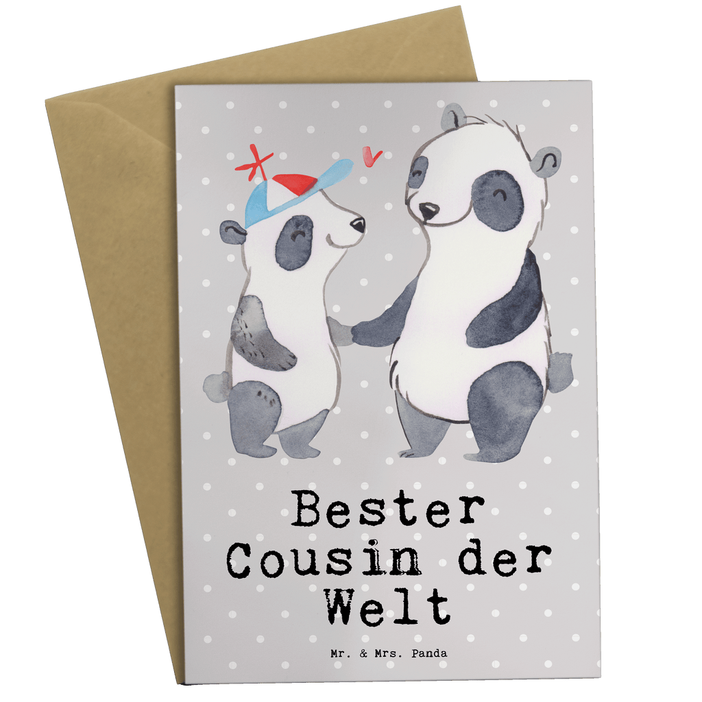 Grußkarte Panda Bester Cousin der Welt Grußkarte, Klappkarte, Einladungskarte, Glückwunschkarte, Hochzeitskarte, Geburtstagskarte, Karte, Ansichtskarten, für, Dankeschön, Geschenk, Schenken, Geburtstag, Geburtstagsgeschenk, Geschenkidee, Danke, Bedanken, Mitbringsel, Freude machen, Geschenktipp, Cousin, Kousin, Vetter, Sohn von Onkel, Sohn von Tante, Familie, Verwandtschaft, Cousine